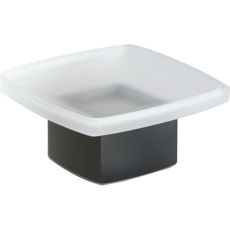 Sapho Gedy Badaccessoires - Seifenschale Lounge zum Aufstellen, Milchglas/schwarz matt 545114