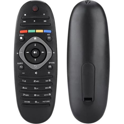 Télécommande Universelle - Pour Philips TV DVD AUX - Portée 8 M - Plastique Noir - 2 Piles AAA Non Inclues - 1 Pièce (1/3)