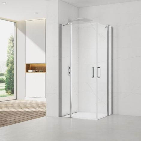 Swiss Aqua Technologies Porte doccia Fusion 90x80cm con profili cromati lucidi (SATFUDP9080-SET)