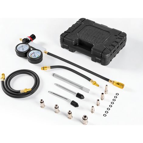 Motor-Kompressionstester und Zylinder-Lecktester, 0-100 PSI, 4 Adapter, 2 Metallverlängerungen für Pkw und Motorräder (1/5)