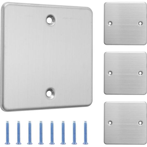 Lot de 4 plaques d'obturation en acier inoxydable pour prise de courant, prises ou interrupteurs non utilisés (gris argenté) (1/5)