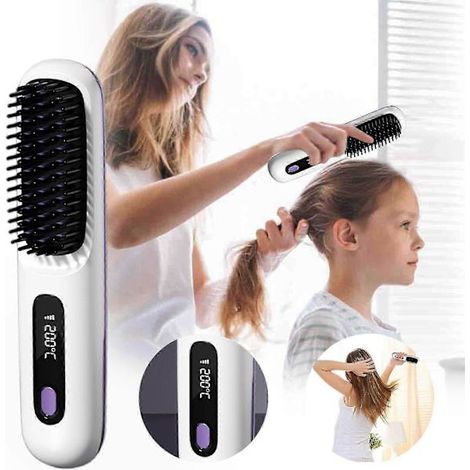 Peigne lisseur plat portable 2026, blanc (1/5)