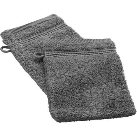 Lot de 2 Gants de Toilette "Tendresse" 15x21cm Anthracite (1/4)