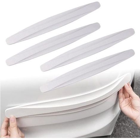 2 Bandes de Protection de Pare-chocs en Fibre de Carbone, Autocollants Anti-rayures pour Portes de Voiture 40 x 5,5 x 1 cm, Accessoires pour Berlines et SUV, Blanc (1/5)