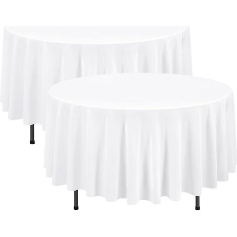 2er-Pack runde Tischdecken 229 cm Weiß, Polyester, fleckenresistent, waschbar (1/5)