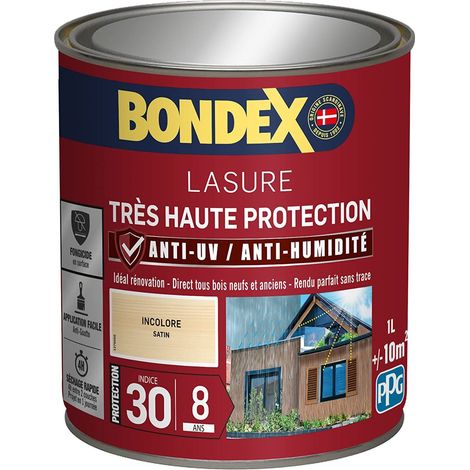 Lasure 2 en 1 Très Haute Protection 8 Ans Extérieur Incolore 1 L (1/5)