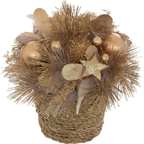 Compo de Noël Doré et Beige pailleté D 19 cm - Feeric Christmas (1/3)