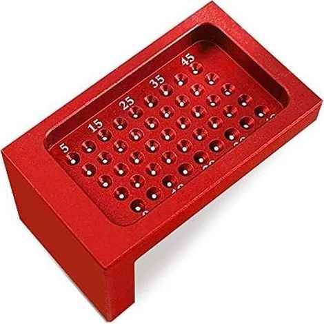 T50 Utensili per la lavorazione del legno, righello per misurare i fori, utensile per la lavorazione del legno in lega di alluminio, strumento di marcatura per la lavorazione del legno con scala di po (1/5)