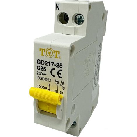Interruttore automatico magnetotermico differenziale salvavita modulare per quadro elettrico 1P+N 6ka 25 ampere (1/4)