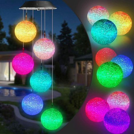 Solar Windspiel mit Farbwechsel LED Kugeln für Garten & Balkon (1/5)