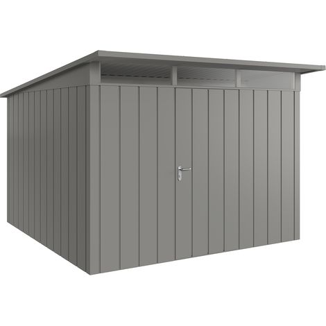 Hörmann Metall-Gerätehaus "Juno" mit Pultdach, JPD14 - Modern, 310 x 310 cm (B x T), graualuminium, 1-flüglige Tür, Anschlag rechts (1/5)