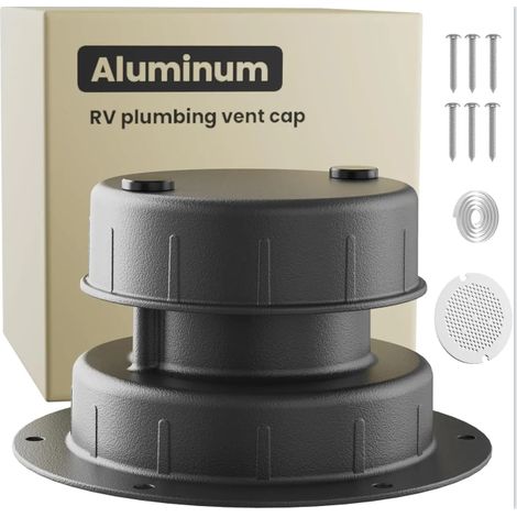 Irovami Bouchon de ventilation en aluminium pour camping-car Remplace les couvercles plastiques – Anti-UV, grille filtrante, kit complet (1/5)