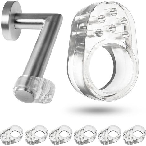 CCYKXA Butées de poignées de porte, 6 Pièces, Prévient l’endommagement des murs, Transparent, Anneaux de Ø 18 mm, Fabriquées en silicone flexible, Protection Pads pour murs contre les poignées de fenê (1/5)