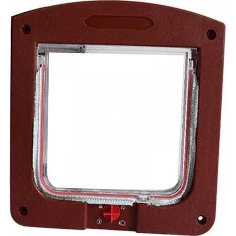 Porte pour chat adaptée aux chats et aux chiens, petite porte pour chat avec micropuce, verrouillage à quatre points, facile à installer (marron) (1/5)