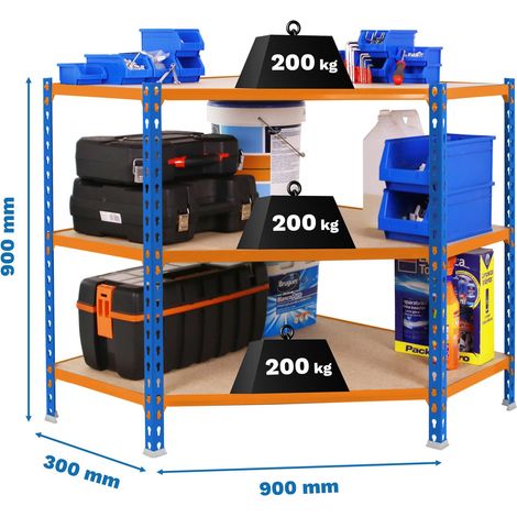 Simonrack Praktisches Eckregal Blau Orange Holz