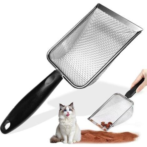 Pelle a Litiere Chat Metal Pelles à Litière pour Chats Mailles Fines Pelle en maille robuste Pelle à Chat en Métal 3.5mm Facile à nettoyer Convient pour bac à litière pour chat