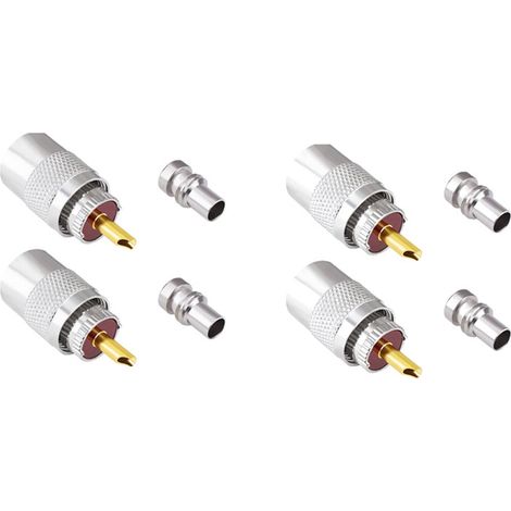 PL259 Lot de 4 connecteurs coaxiaux UHF males à souder avec réducteurs 50 Ohm pour RG58, RG59, RG8, RG8x, RG213, RG142, LMR195, LMR400, cable coaxial, antenne radio amateur (1/5)