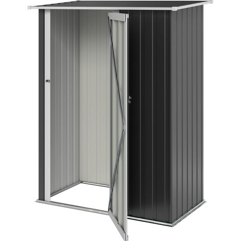 Abri de jardin métallique, 1,07 m², 142 x 86 x 189 cm, abri à outils avec toit pentu, porte verrouillable, résistant aux intempéries, pour une utilisation extérieure (jardin/terrasse), gris foncé