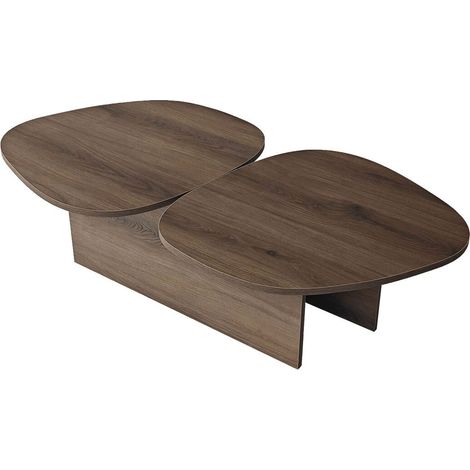 CALICOSY - Table basse double plateau forme organique L125 cm CELESTE (1/5)