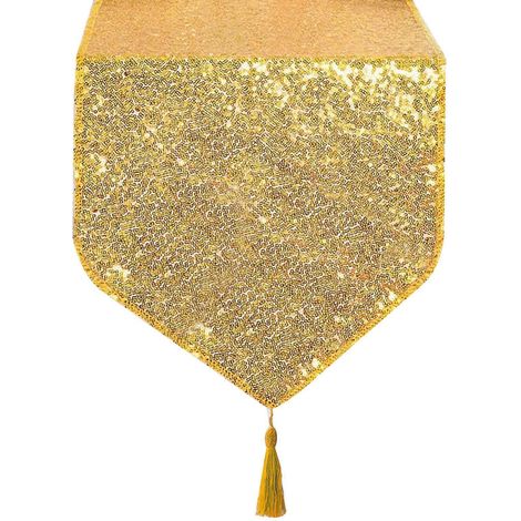 Chemin de table à paillettes or champagne et argent, décoration intérieure, long chemin de table pailleté pour mariage et fête, 30 x 183 cm, or clair (1/5)