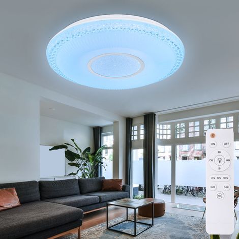 Deckenleuchte mit Sterneneffekt dimmbare Deckenlampe weiß dimmbare Lampe mit Fernbedienung, Tageslichtfunktion Farbwechsel, 1x RGB LED 40W 2140Lm, 50 cm (1/5)