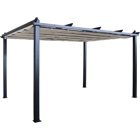 Gazebo pergola in alluminio 3x4 mt antracite con tetto chiudibile a carrucola Jodene (1/4)
