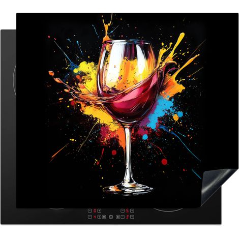 Induction Hob Protector Wine - Glass - Graffiti - Drink - Red - Paint 60x52 cm