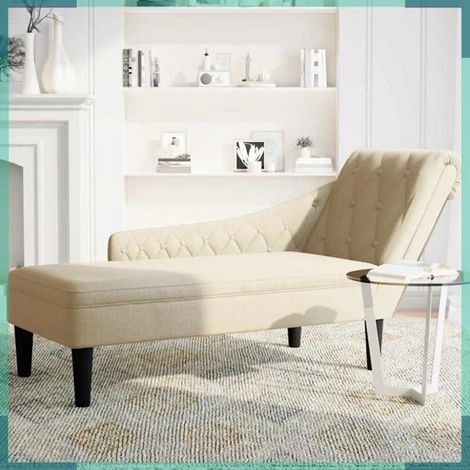 Fauteuil long (chaise longue) - 4009769 - crème (beige) - accoudoir droit - boutons tuftés (1/5)