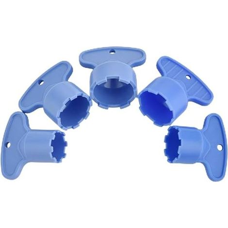 Lot de 5 clés de robinet pour aérateur de robinet, 5 tailles M16,5/M18,5/M20/M22/M24 clés d'aérateur encastrées pour aérateurs de cache, bleu (1/5)