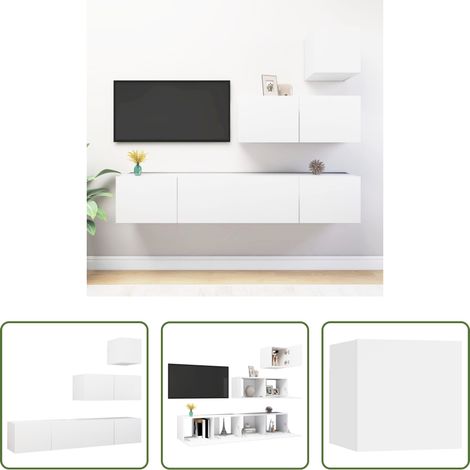 Wohnzimmermöbel - 4-tlg. TV-Schrank-Set Weiß Holzwerkstoff (1/5)
