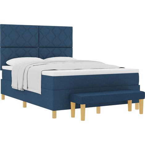 Maison Exclusive - Letto a molle con cuscino con testiera Blu 200 x 140 cm Tessuto (1/5)