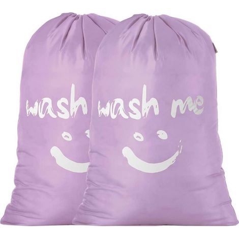 2er Pack Wäschesäcke 120L groß faltbar mit Kordelzug Violett (1/5)