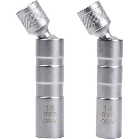 Set di 2 chiavi magnetiche per candele - Chiave universale flessibile per riparazioni automobilistiche (14 mm e 16 mm) con bussola da 3/8 di pollice e strumento di rimozione flessibile (1/4)