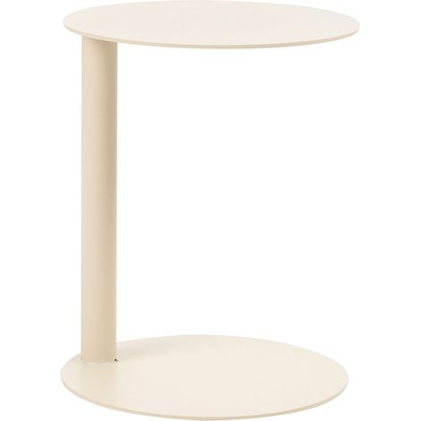 Garden Side Table Beige Steel 40 cm Powder Coated All-Weather Modern Design Outdoor Furniture Round VENTURINA (1/5)