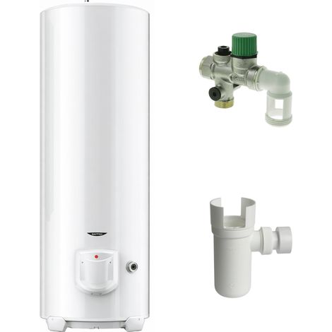 Pack chauffe eau électrique sol 300 litres Sagéo Ariston + groupe + siphon