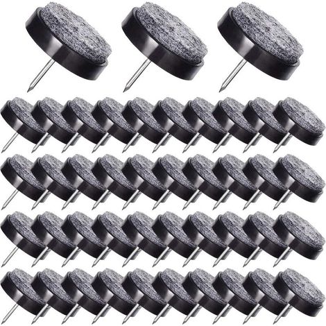FOREHILL 50 Pcs Patin Chaise a Clouer 24mm Tampon Chaise en Feutre pour Protéger Pieds des Meubles Noir (1/5)