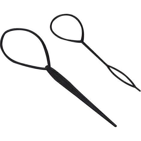 Set mit 2 Häkelnadeln aus Kunststoff für Zöpfe, Haarnadeln, Pferdeschwänze, Duttfrisuren, Haarstyling-Werkzeuge und Haaraccessoires (schwarz) - 2 Stück - Schwarz (1/4)