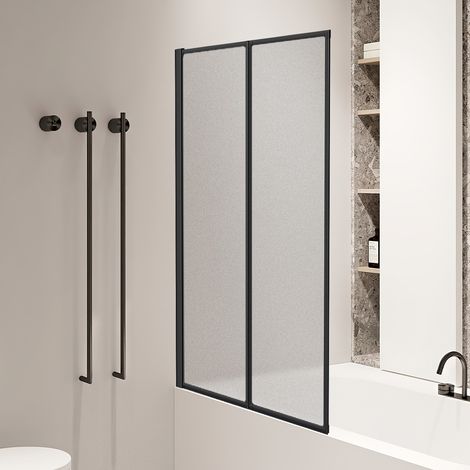 TolleTour Duschwand  100 x 140cm Badewannenaufsatz 2-teilig faltbar ,Schwarz