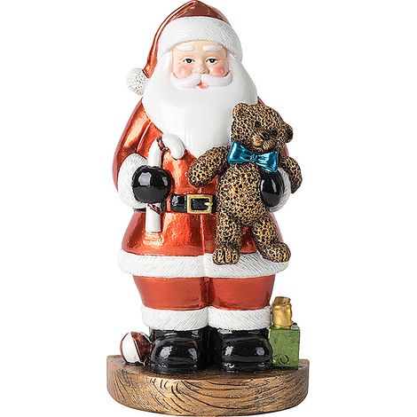 Ornement décoratif Père Noël, décoration intérieure créative, cadeau de Noël, ornement artisanal en résine (tenant un ours en peluche) (1/2)