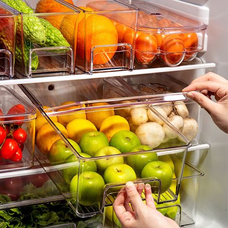 Tiroir Réfrigérateur - Transparent - Empilable - À Tirer - Pour Fruits Et Légumes - 3 Litres - Lot De 3 (1/5)