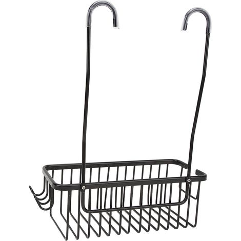 Étagère de rangement pour toilettes, grand panier de rangement en aluminium, organiseur de salle de bain métallique noir (1/5)