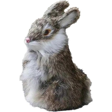 Figurine réaliste en fausse fourrure de lapin, marron (1/5)