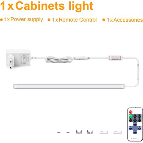 (1 bande, lumière blanche, 40 cm) Réglette LED dimmable pour meuble avec télécommande, en aluminium (1/4)