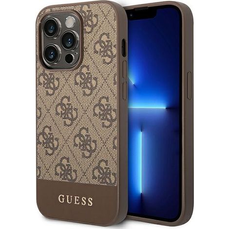 Hülle für iPhone 14 Pro, Guess 4G Stripe Kollektion, Braun (1/5)