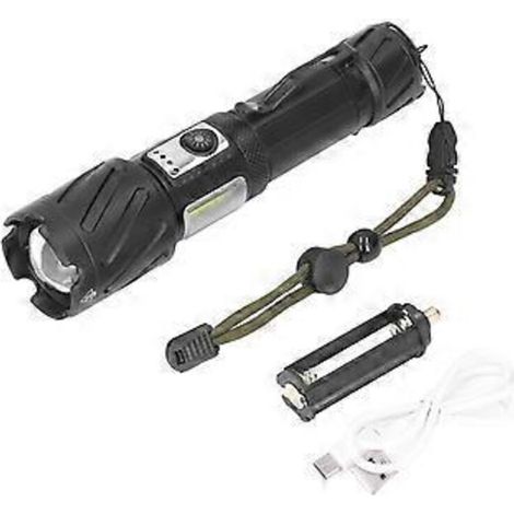 Lampe torche rouge et blanche lumineuse, rechargeable par USB, étanche, 6 modes d'éclairage – idéale pour la maison, les activités de plein air, les voyages et le camping. (1/5)