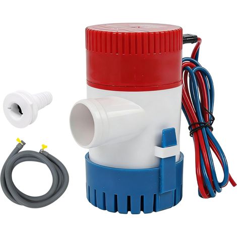 Pompe de cale électrique, 10 × 9 × 12 cm, non automatique, pompe de cale 1100 GPH, 12 V, 1100 GPH, avec kit de tuyau d'évacuation pour bateaux marins, yachts, caravanes, eau douce, eau salée et sale (1/5)