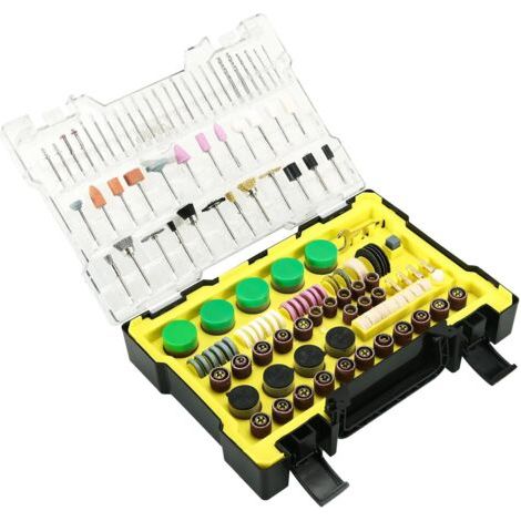 500 Pièces Outil Multifonction Ensemble D'accessoires, Acier en Carbone avec Boîte Portable, Accessoires Polyvalents Universels, pour la Coupe, le Polissage, L'affûtage (Jaune) Jaune - (1/5)