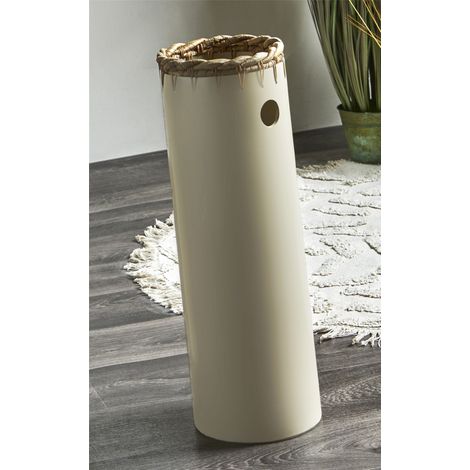 Porte-parapluie en bambou, couleur taupe, avec tresse en jacinthe d'eau, 57 cm. 20 x 20 x 57 cm.