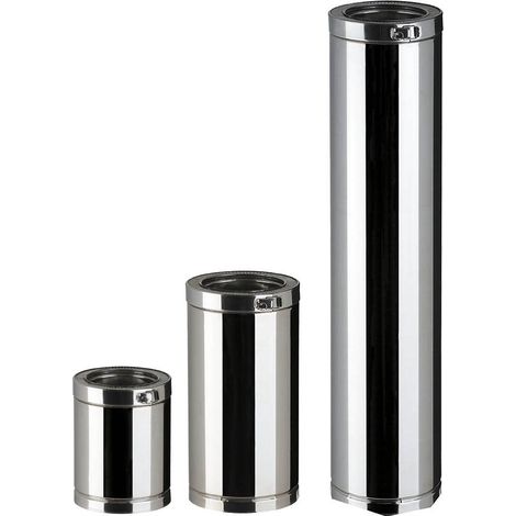Poujoulat – Conduit de fumée isolé double paroi 80mm – Acier inoxydable – Isolation laine de roche – Résistance thermique 0,45 m²K/W
