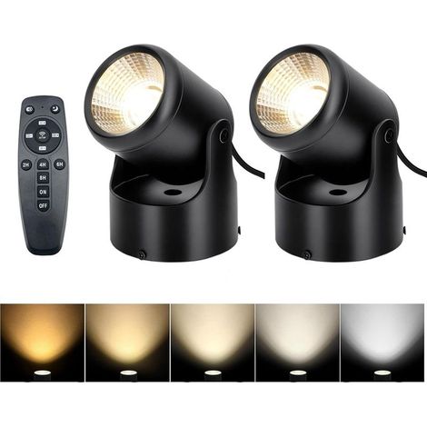 Set aus 2 LED-Innenstrahlern mit indirekter Beleuchtung, einstellbarer Farbtemperatur (2700K–6500K), Fernbedienung, 120V, 1,8m Kabel mit Schalter (1/5)